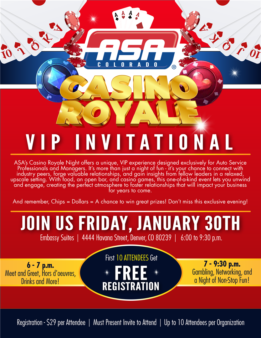 Casino Night Flyer - Automotive Service Association - Colorado